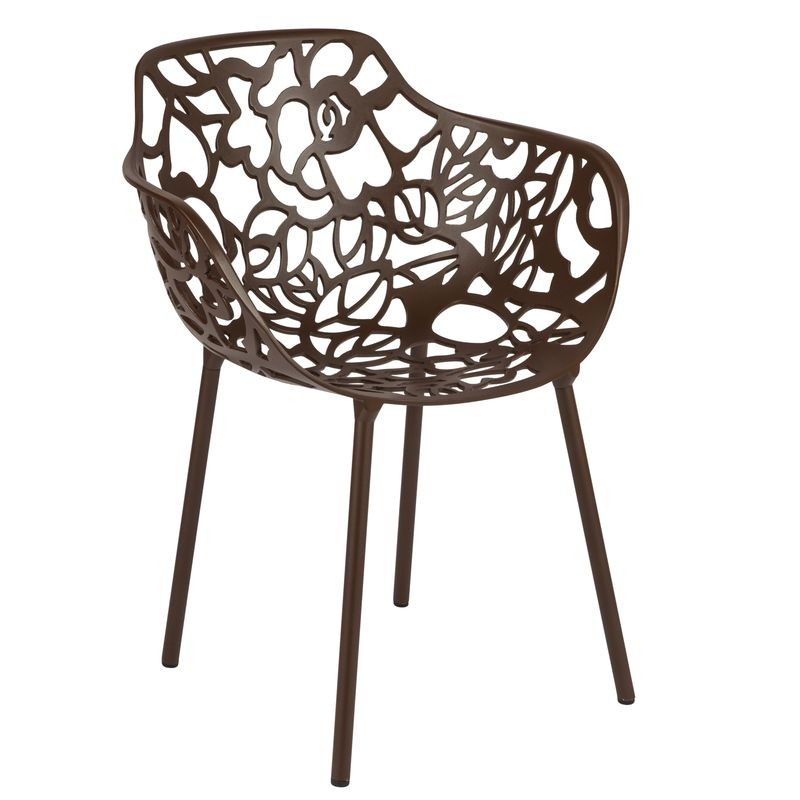 LeisureMod Modern Devon Aluminum Armchair Brown