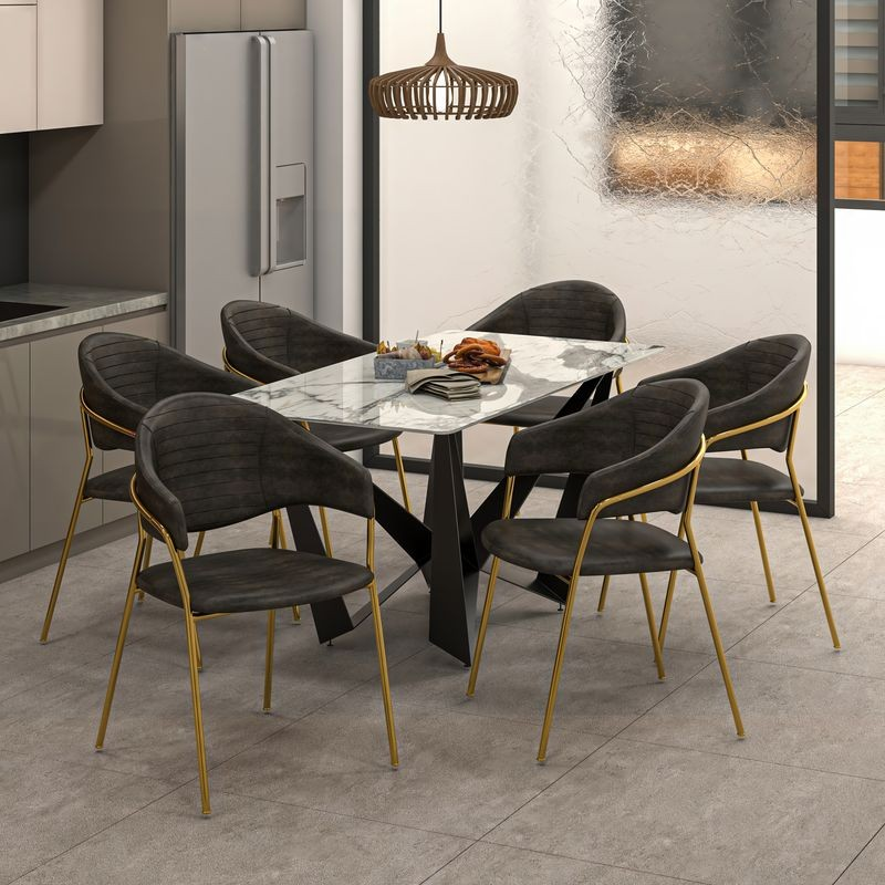 LeisureMod Bella Collection Modern Dining Chair in Charcoal at Table.