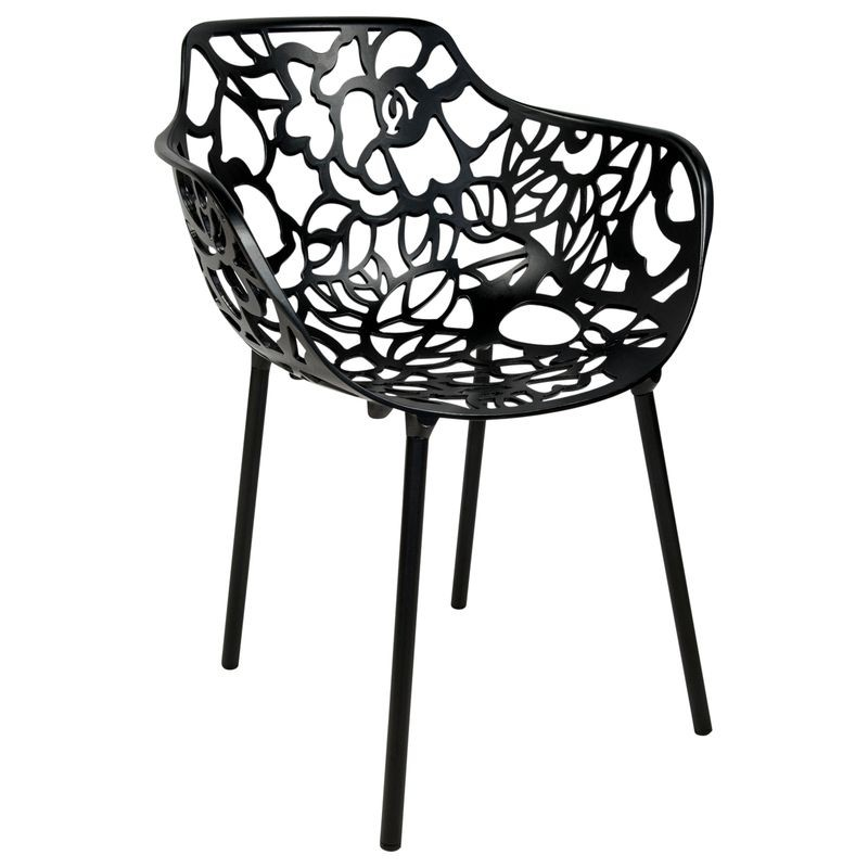 LeisureMod Modern Devon Aluminum Armchair Black
