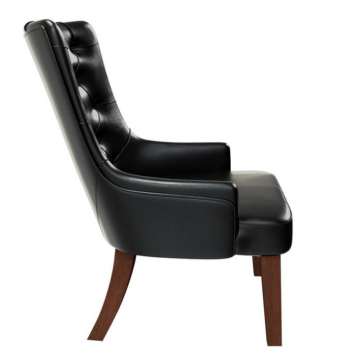 Leisuremod Spruce Collection Modern Wooden Dining Chair in Charcoal Grey Side View.