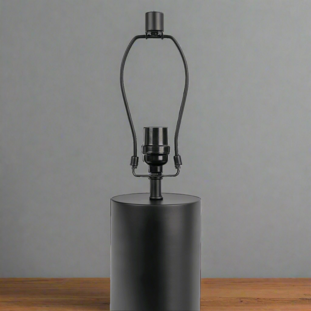 Aura Black Table Lamp with On/Off Switch Black Block Base without Shade.