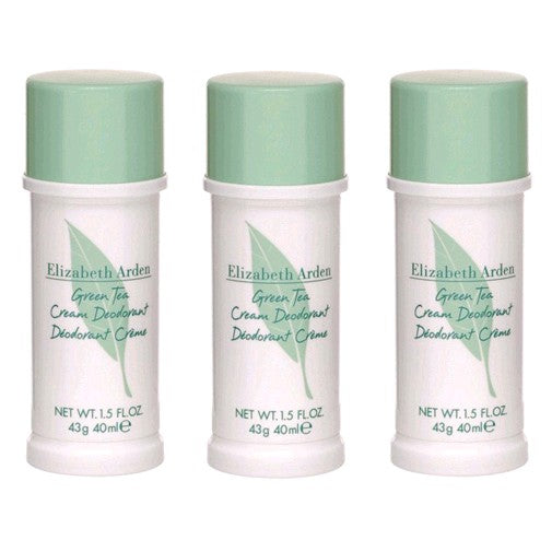 Green Tea by Elizabeth Arden, 3x1.5 oz (4.5 oz total) Cream Deodorant for Women