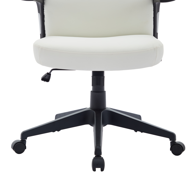 LeisureMod Nexa Collection Modern Office Chair in White Closeup.
