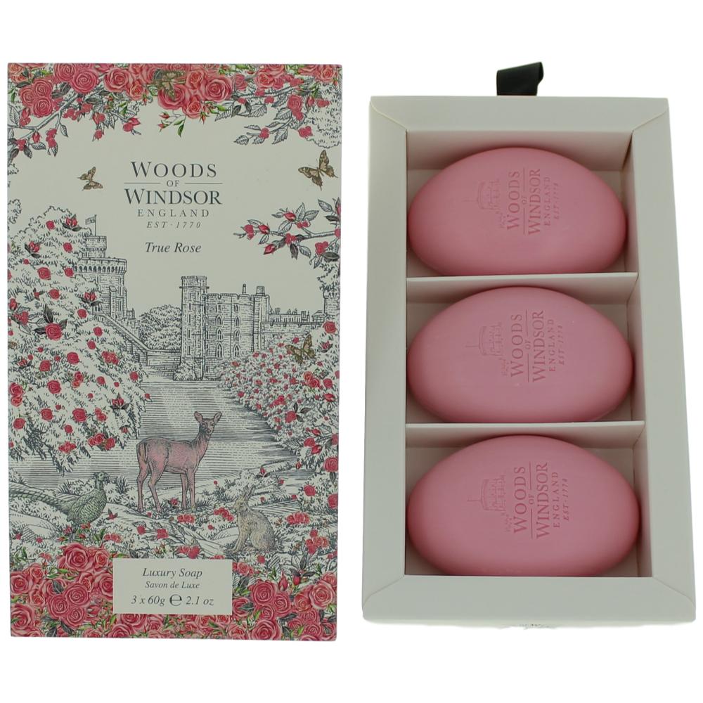 Woods of Windsor True Rose by Woods of Windsor, 3 X 2.1 oz. Luxury Soap for Women