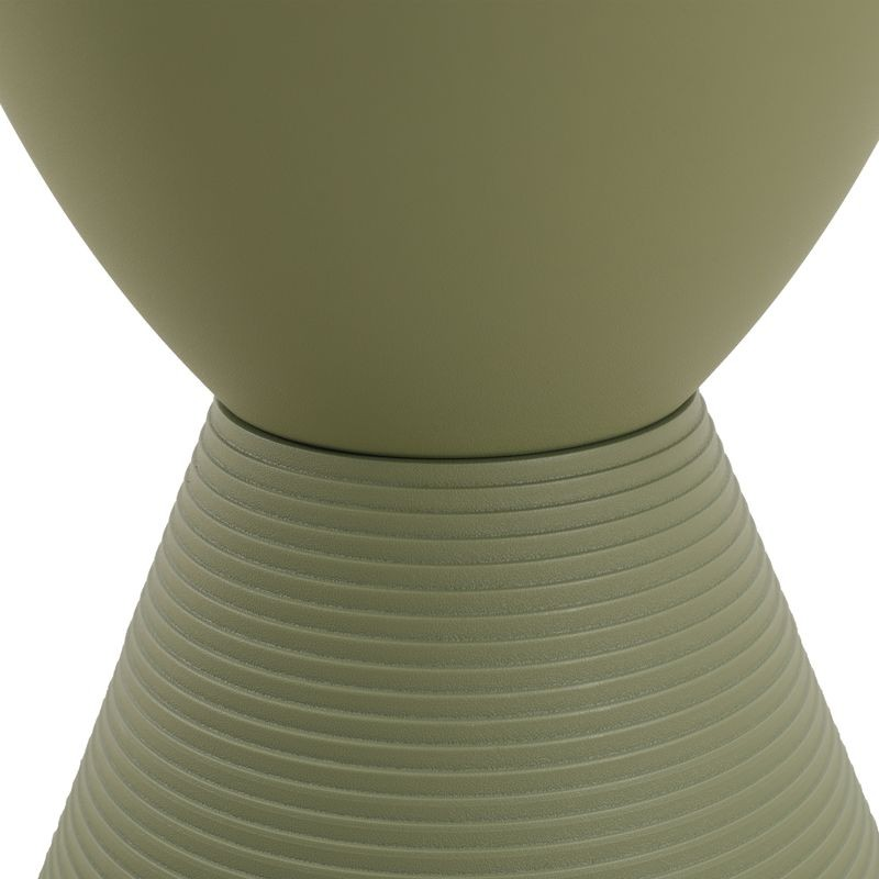 LeisureMod Modern Round Boyd Side Table Olive Green Closeup.