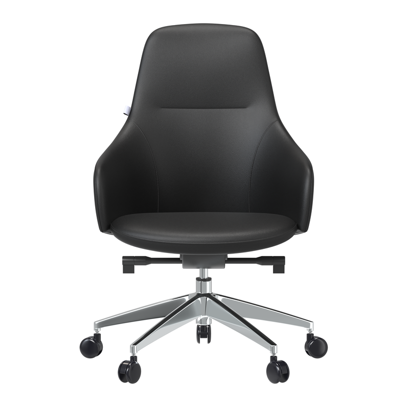 LeisureMod Celeste Series Office Chair in Black Leather Front View.