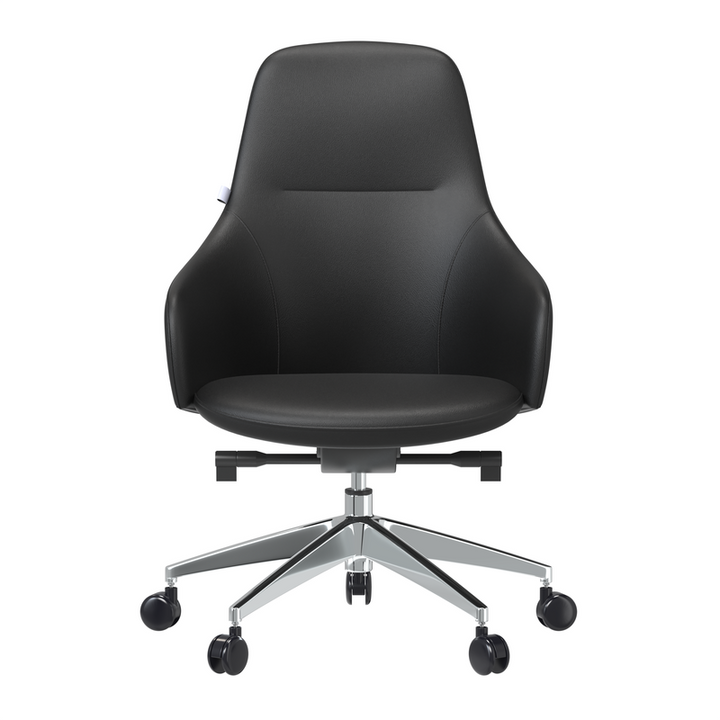 LeisureMod Celeste Series Office Chair in Black Leather Front View.