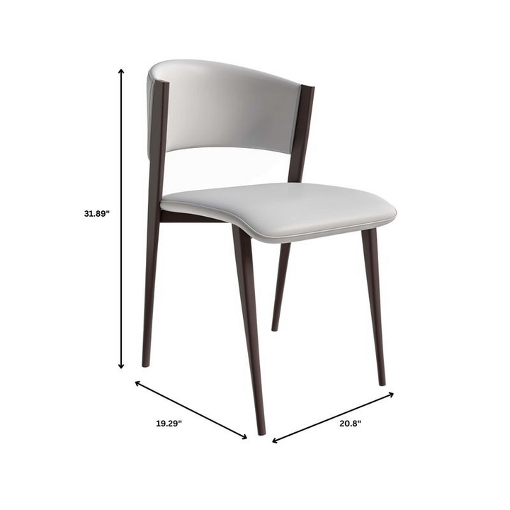 White chair with dimensions indicated on a white background.