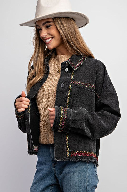 Embroidered Wash Cotton Jacket