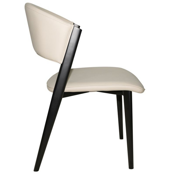 LeisureMod Aspen Collection Modern Dining Chair Black Frame in Light Grey Side View.