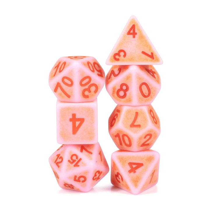 Rosy Cheeks Ancient 7-Dice Set Role Playing Dungeons and Dragons Dice (Light Salmon Pink)