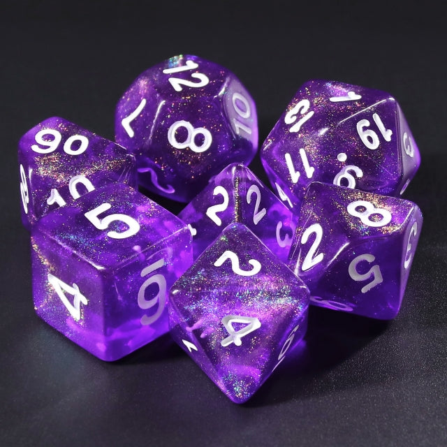 Diamond Purple with White Numbering 7-Dice Set RPG