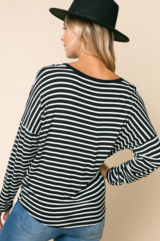 Stripe Button Down Tie Bottom Top