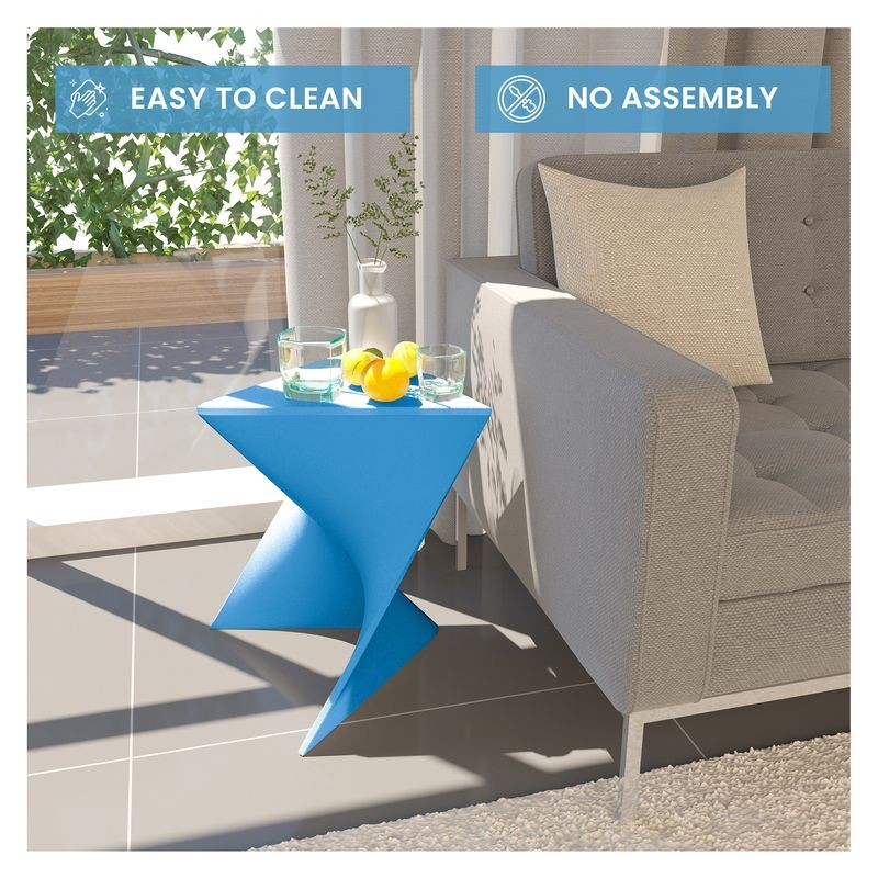 LeisureMod Randolph Modern Side Table Set of 2 Blue by Couch.