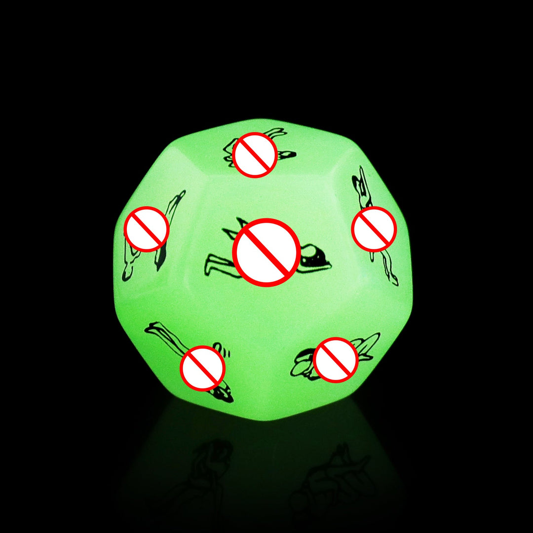 Adult Dice Sex Dice d12 25mm Green Glow in the Dark Kama Sutra Dice