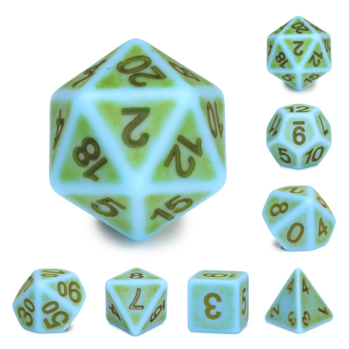 Mini-Moss Ancient 7-Dice Set Role Playing Dungeons and Dragons Dice (Green / Seafoam)