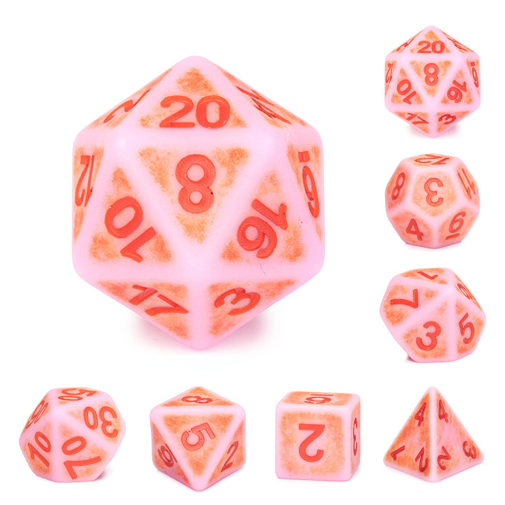 Rosy Cheeks Ancient 7-Dice Set Role Playing Dungeons and Dragons Dice (Light Salmon Pink)