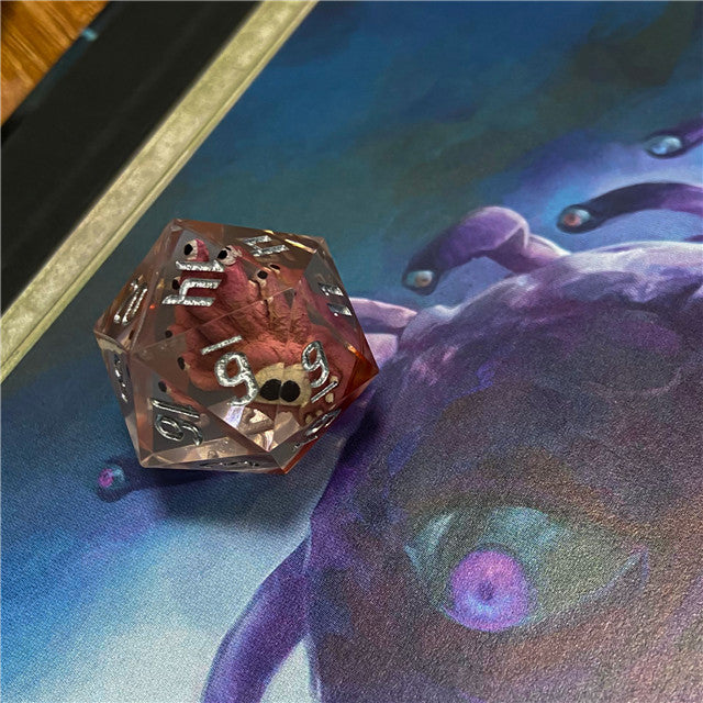 Red Beholder 22mm D20 DND Roll a D20 Dice Handmade Sharp Resin