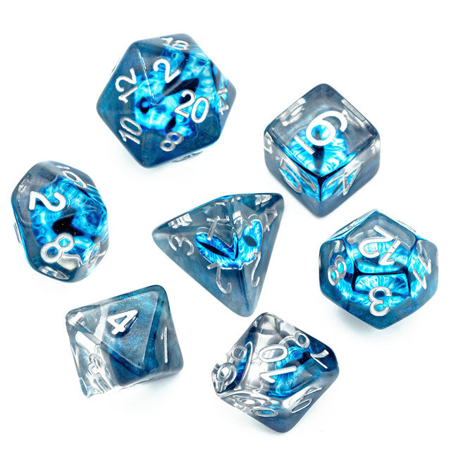 Blue Demon Eye Dragon Eye Dice 7-Dice Set Resin Dungeons and Dragons Dice