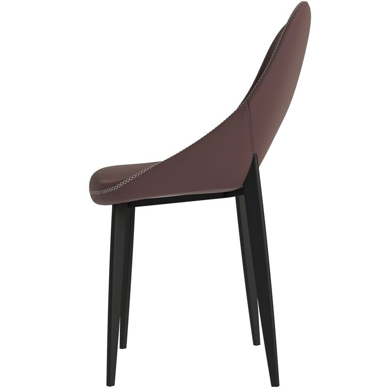 LeisureMod Amalfi Collection Fabric Modern Dining Chair in Plum Purple Side View.