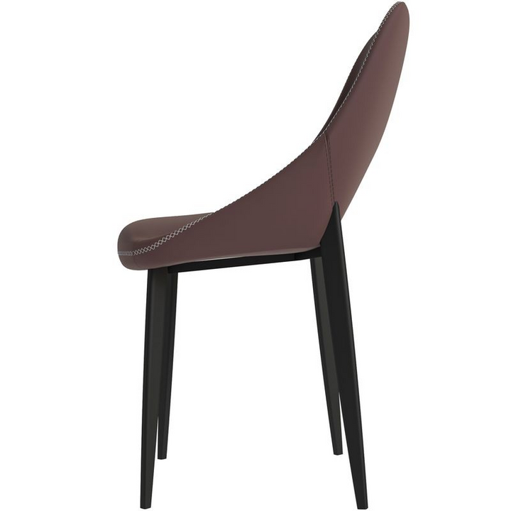 LeisureMod Amalfi Collection Fabric Modern Dining Chair in Plum Purple Side View.