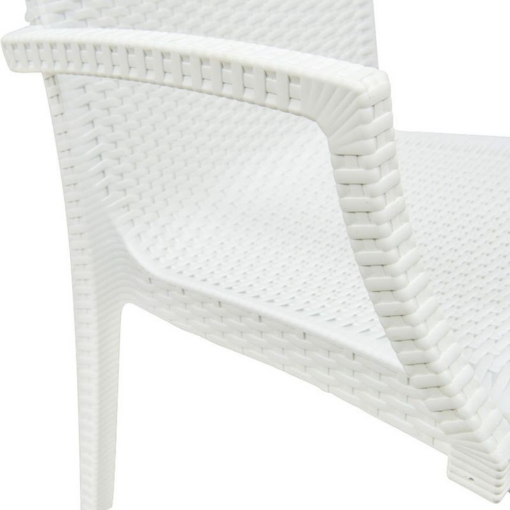 LeisureMod Weave Mace Indoor/Outdoor Chair (With Arms) White Zoomed.