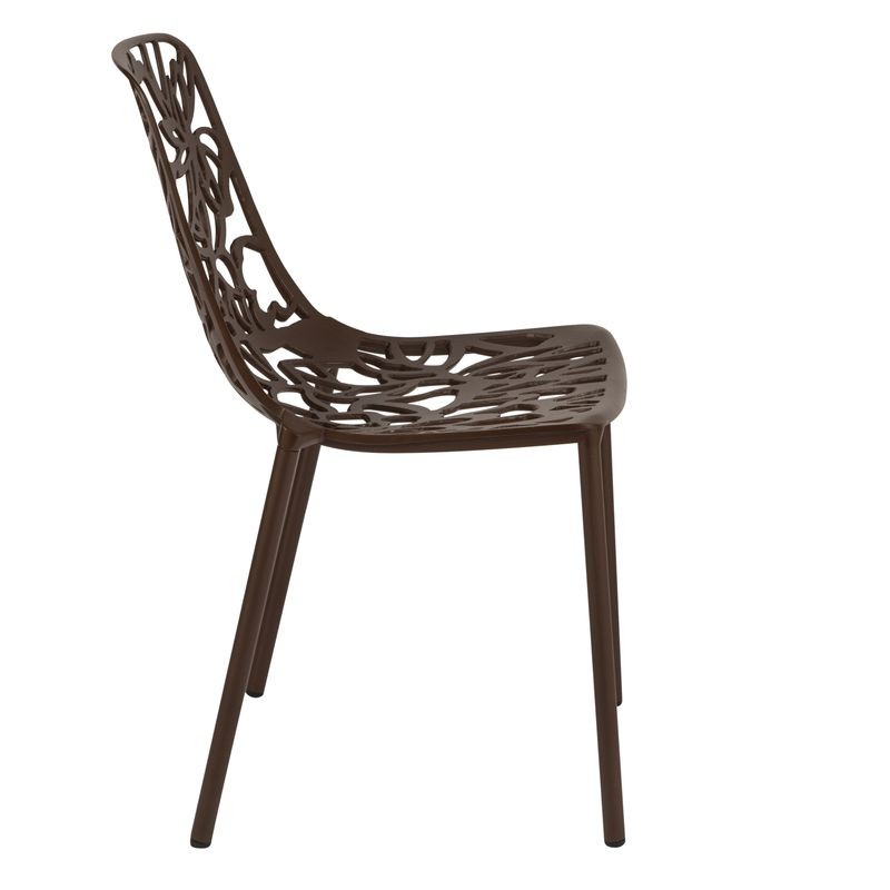 LeisureMod Modern Devon Aluminum Chair Brown Side View.