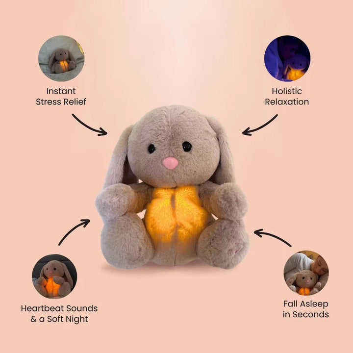 Breathing Rabbit Plush Toy – Soothing Sensory Comforter with Music and Lights