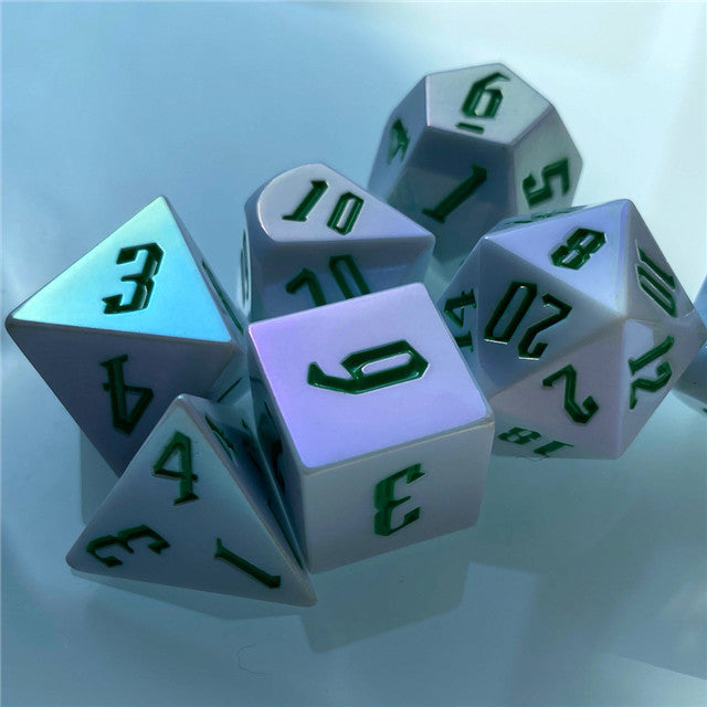 Spearmint White Colorful DND Dice (White&Green) 7-Dice