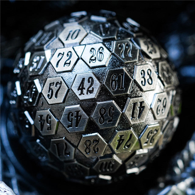 Silver Plated Ancient Metal d100 Dungeons and Dragons RPG