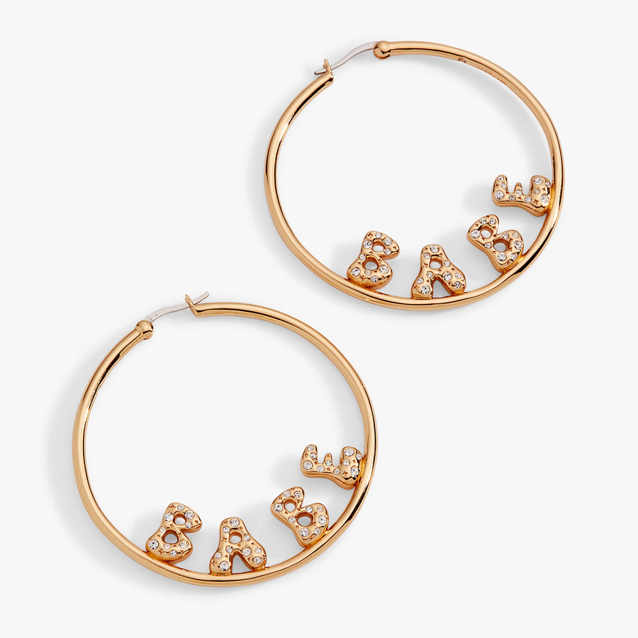 'Babe' Bubble Crystal Hoop Earrings