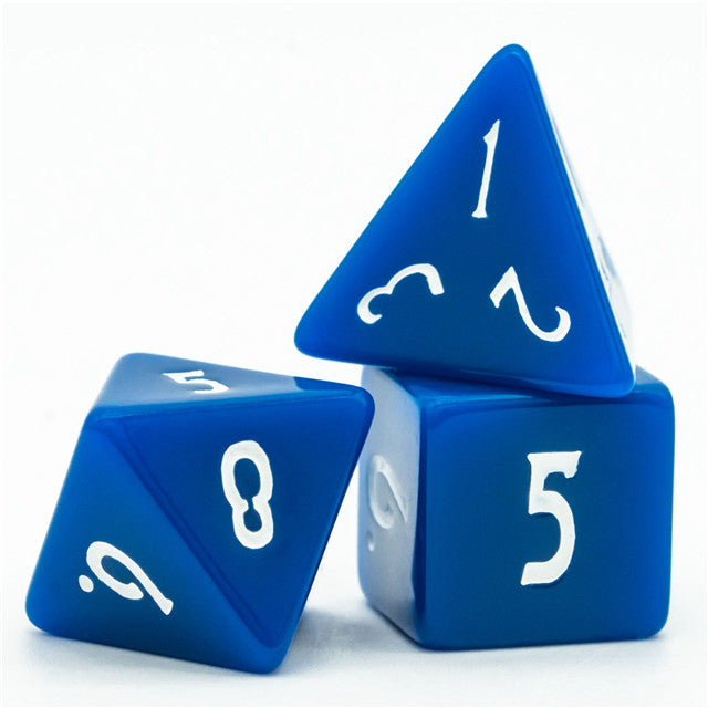 Dark Blue Homage 7-Dice Set w/Blue Numbers Minimalist