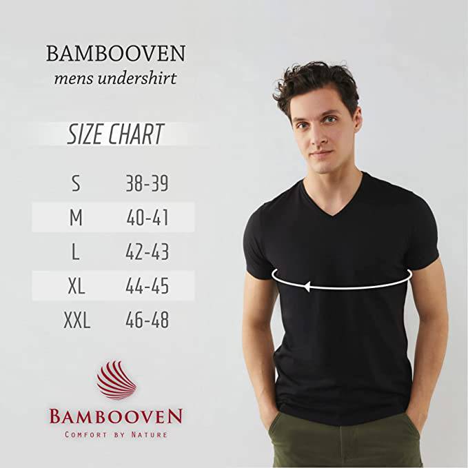 Men's Bamboo Crew Neck Undershirts (3-Pack) Size Chart