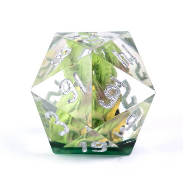 Green Beholder 22mm D20 DND Roll a D20 Dice Handmade Sharp Resin