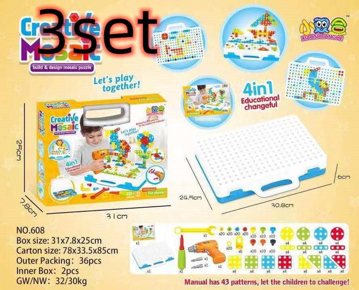 Kids Drill Puzzle Building Kit – Educational Construction Toy Set