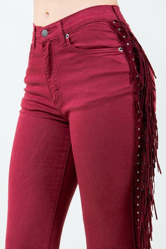 Texas Sun Fringe Bell Bottom Wine Inseam 30