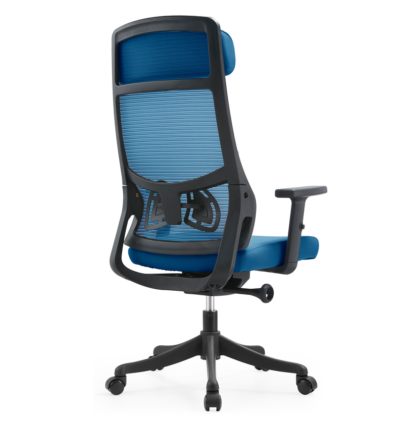 LeisureMod Office Dale Series Office Task Chair in Blue Back View.