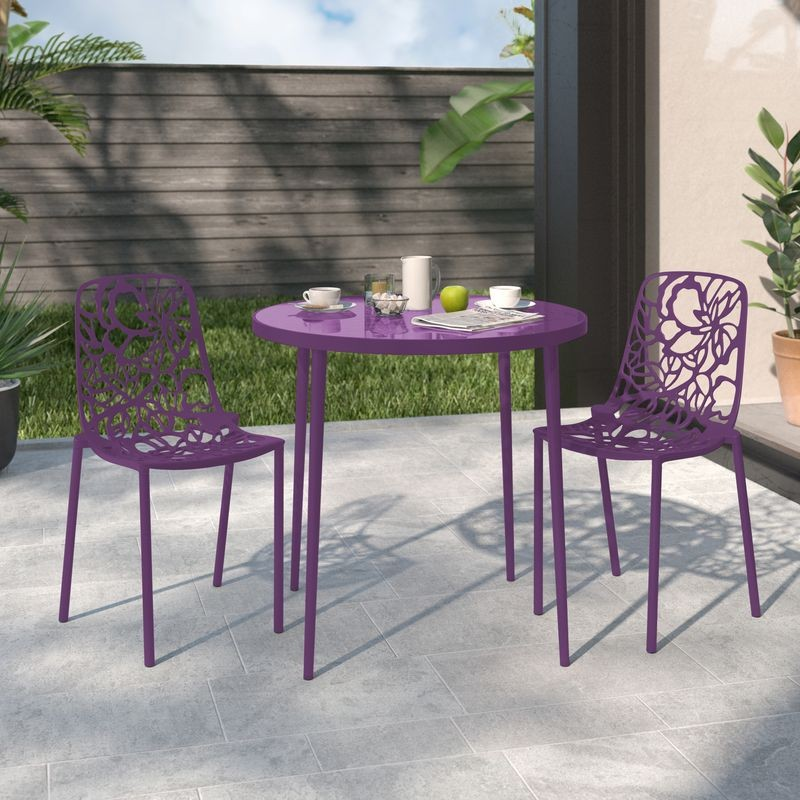 LeisureMod Modern Devon Aluminum Chair, Set of 2 Purple