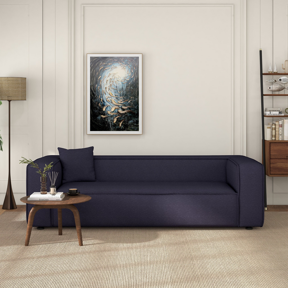 Marshall Modern Grey Boucle Sofa in Living Room.