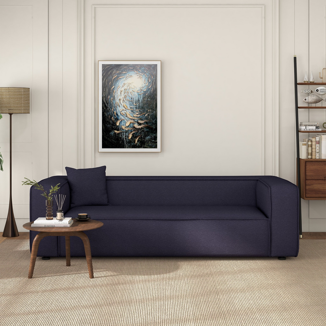 Marshall Modern Grey Boucle Sofa in Living Room.