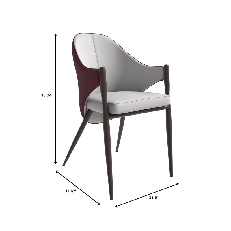Chair with dimensions labeled on a white background.