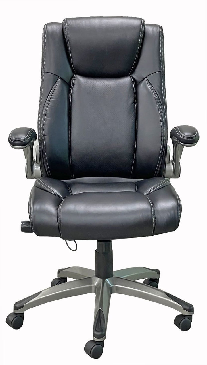 Black Flip Up Arm Executive Chair with Adjustable Lumbar Front