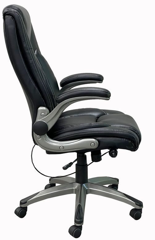 Black Flip Up Arm Executive Chair with Adjustable Lumbar Side