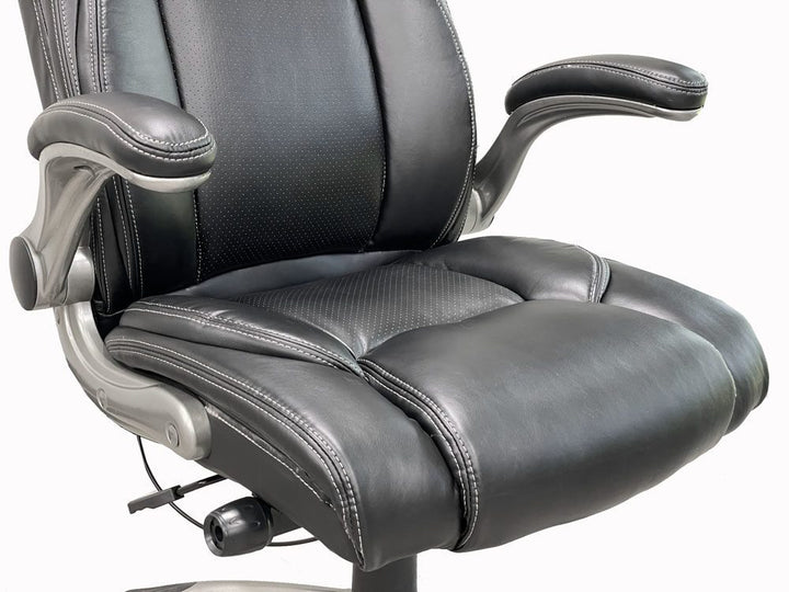 Black Flip Up Arm Executive Chair with Adjustable Lumbar Seat