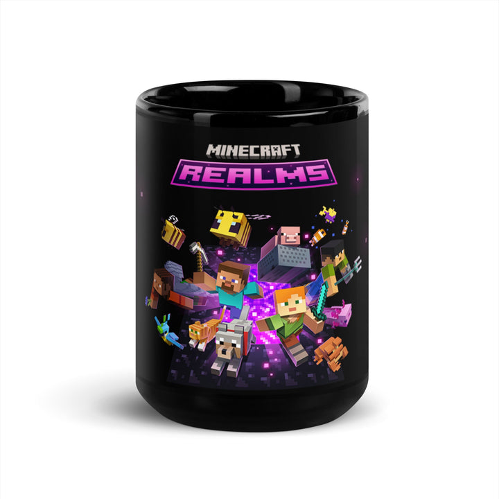 Black Glossy Minecraft Mug with All Heroes