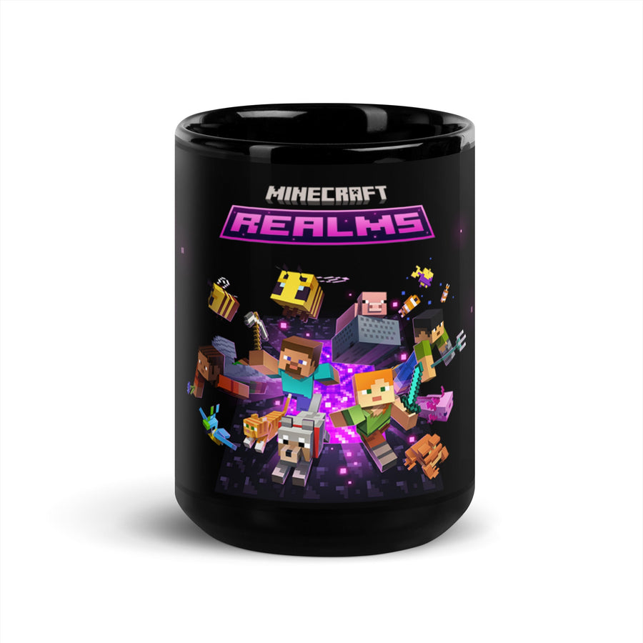Black Glossy Minecraft Mug with All Heroes