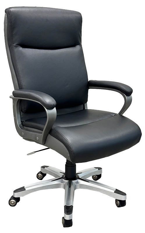 Black Leather Office Chair w/ Charcoal Accents