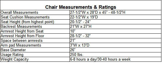 Black Leather Office Chair with Wood Arms and Base Size Chart