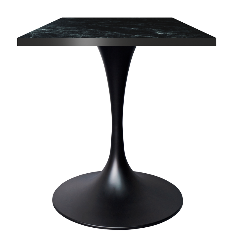 LeisureMod Verve Collection 24 Square Dining Table, Black Base with Black MDF Top