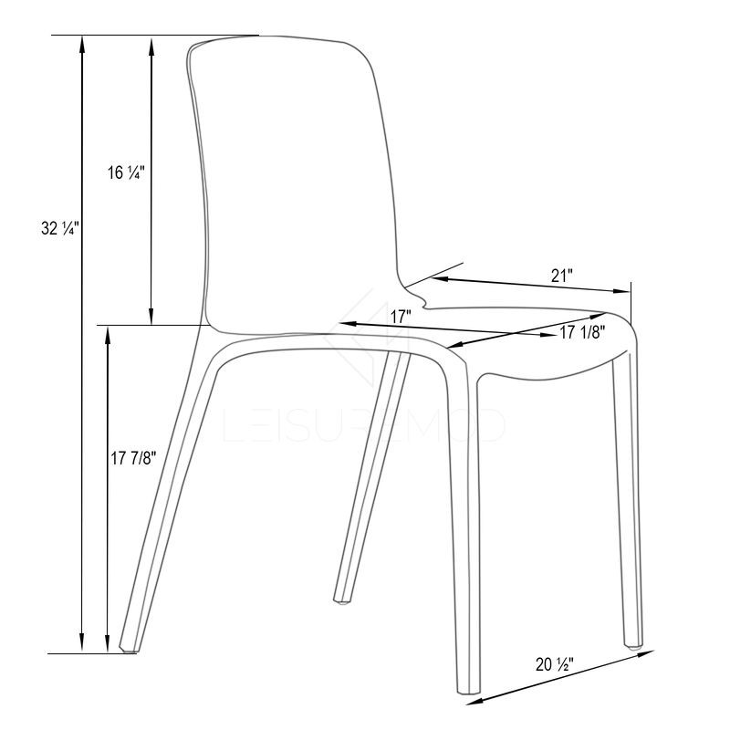 LeisureMod Murray Modern Dining Chair Black Dimensions.